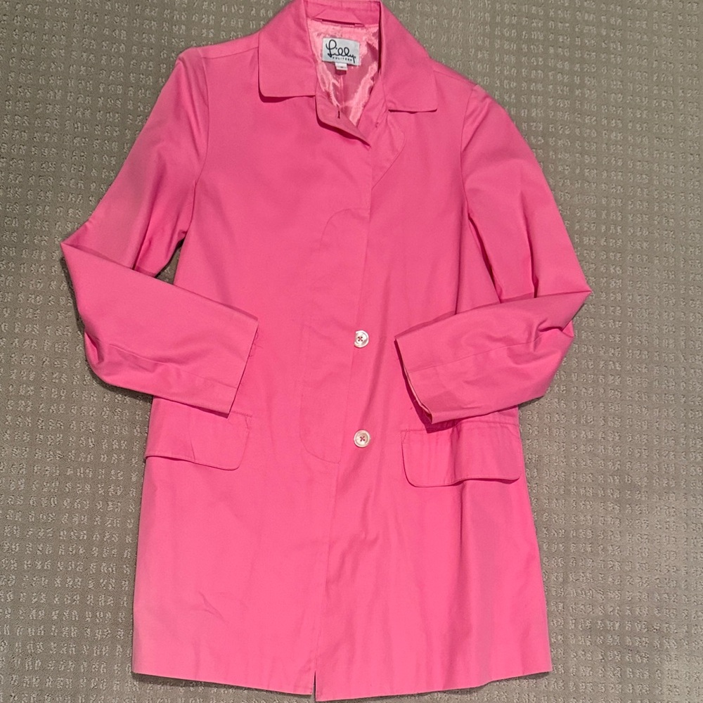 Lilly Pulitzer Vibrant Pink Trench Coat Small